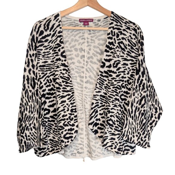 Jessica London Women’s 18/20 Open Knit 2X cardigan Animal Print Sweater - Picture 1 of 6